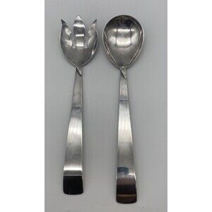 Three Crowns Silversmith Ingrid Silverplate Salad Serving Fork and Spoon Set